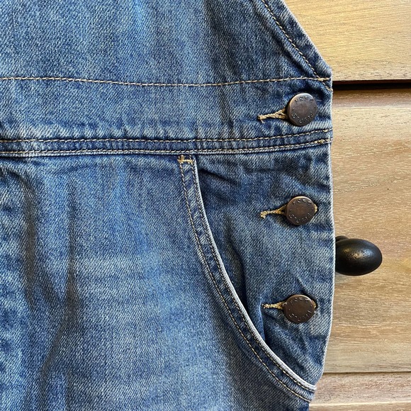 Free People Revolve Torn Up Raw Hem Denim Jumper Overall Dress - Picture 4 of 4